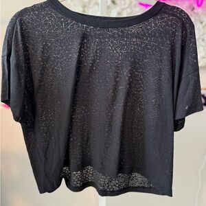 Lululemon Cates Tee Black Short Sleeve Cropped Top sz 8-12